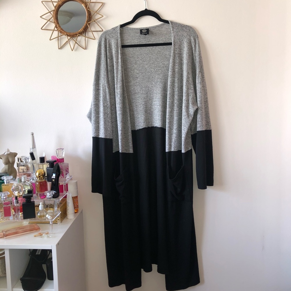 Plus Size Long Color Block Duster